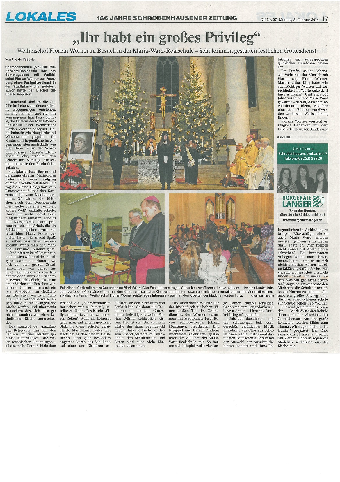 Maria-Ward-Gottesdienst 2014